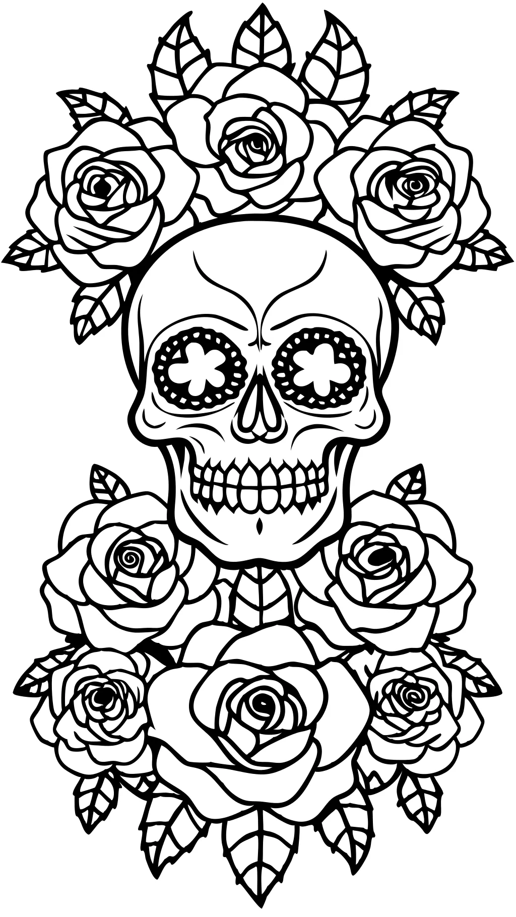 skulls with roses coloring pages